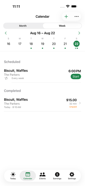 SideWalker calendar with a scheduled repeating walk